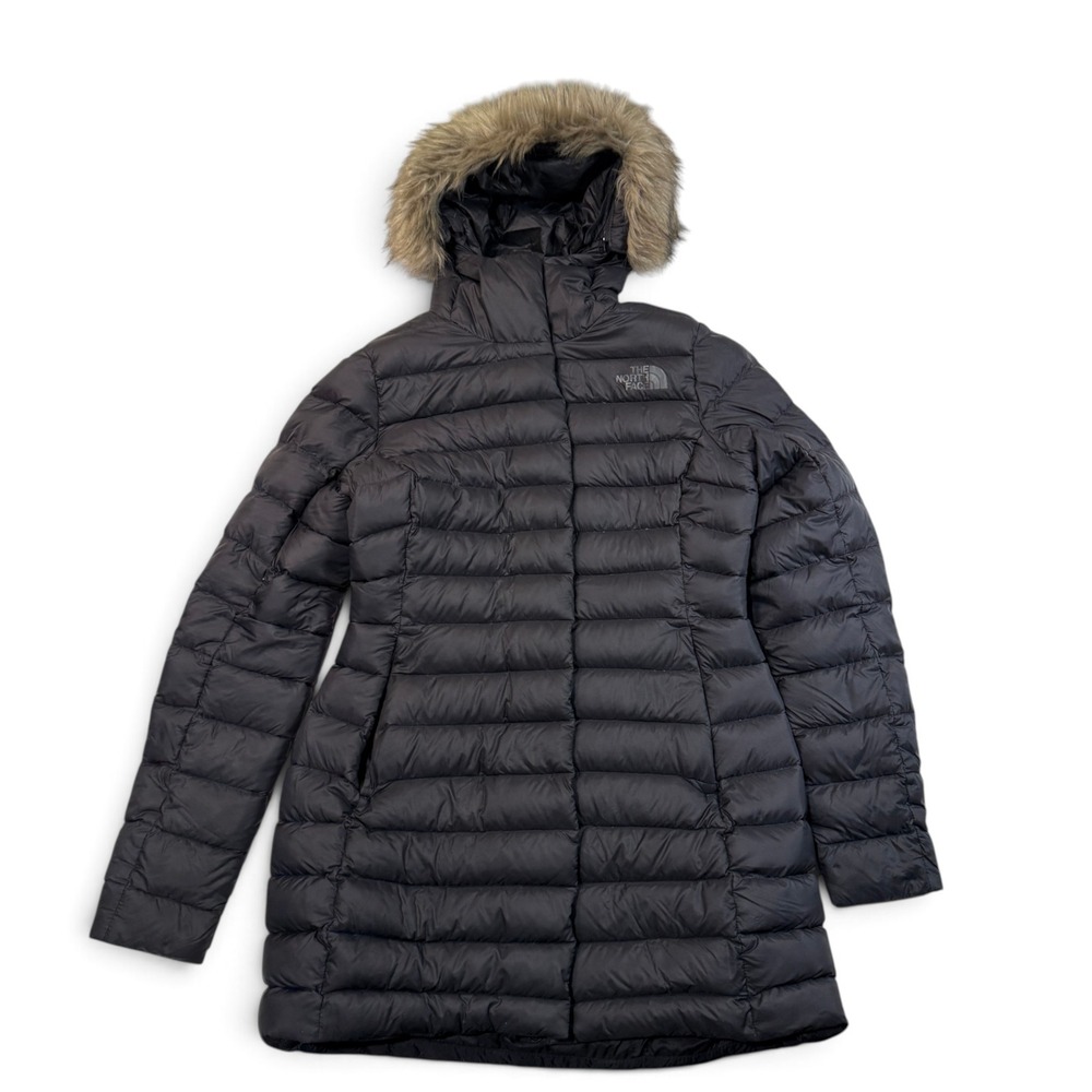 The North Face Gotham Parka II Womens Small Black 550 Down Jacket Faux Fur Hood